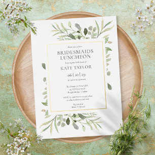 Invitation En Aluminium Elégante Bridesmaids de verdure Luncheon Gold