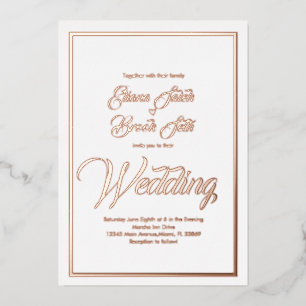 Invitation En Aluminium Élégante calligraphie Mariage cardiaque Pressing F