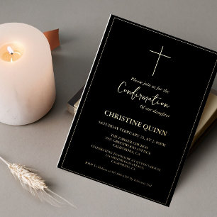 Invitation En Aluminium Élégante calligraphie minimaliste Confirmation noi