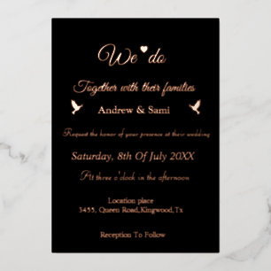 Invitation En Aluminium Élégante calligraphie Non Photo mariage Invit Foil