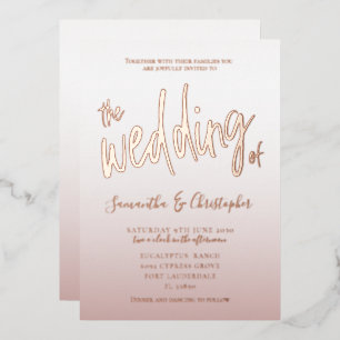 Invitation En Aluminium Élégante Calligraphie Rose Or Le Mariage De Foil