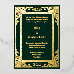 Invitation En Aluminium Élégante époque victorienne 1877