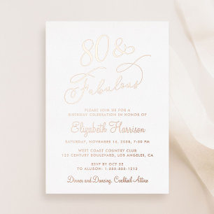 Invitation En Aluminium Élégante fête d'anniversaire 80 ans et fabuleuse