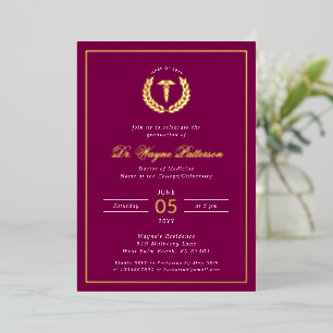 Invitation En Aluminium Élégante fête de fin d'études Médicales