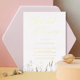 Invitation En Aluminium Élégante Fête de Mariage avec Fleurs Sauvages et F