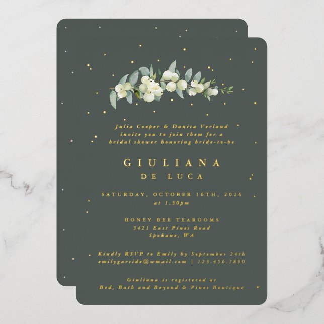 Invitation En Aluminium Elégante Fête des mariées de canneberge verte+Euca (Recto/Verso)
