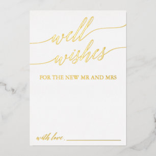 Invitation En Aluminium Elégante Gold Foil Calligraphie Bien Souhaits Cart