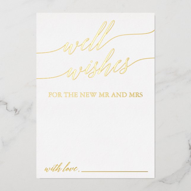 Invitation En Aluminium Elégante Gold Foil Calligraphie Bien Souhaits Cart (Recto)