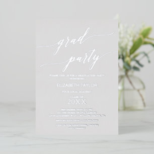 Invitation En Aluminium Élégante huile d'argent   Grey Graduation Party