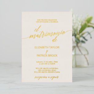 Invitation En Aluminium Élégante huile d'or   Mariage ivoirien