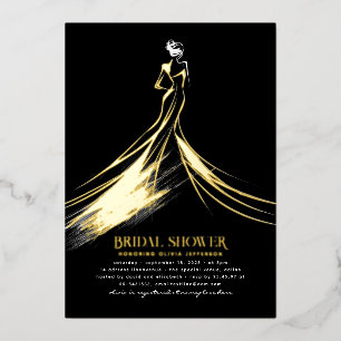 Invitation En Aluminium Élégante Mariage Noir Moderne Élégant Shower de Ma