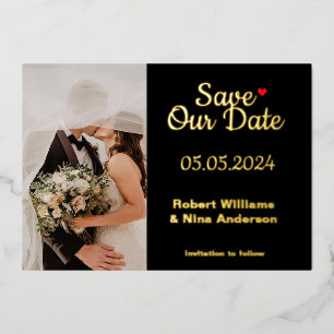 Invitation En Aluminium Élégante Moderne Photo Véritable Feuille Métal Sau