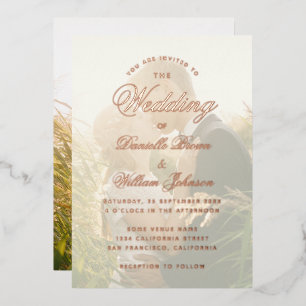 Invitation En Aluminium Élégante Photo Transparente de Mariage Calligraphi