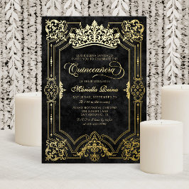 Invitation En Aluminium Elégante Tiara Quinceanera de Couronne Noire