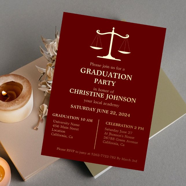 Invitation En Aluminium Élégante Typographie Law School Graduation Party (Créateur téléchargé)