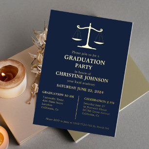 Invitation En Aluminium Élégante Typographie Law School Graduation Party