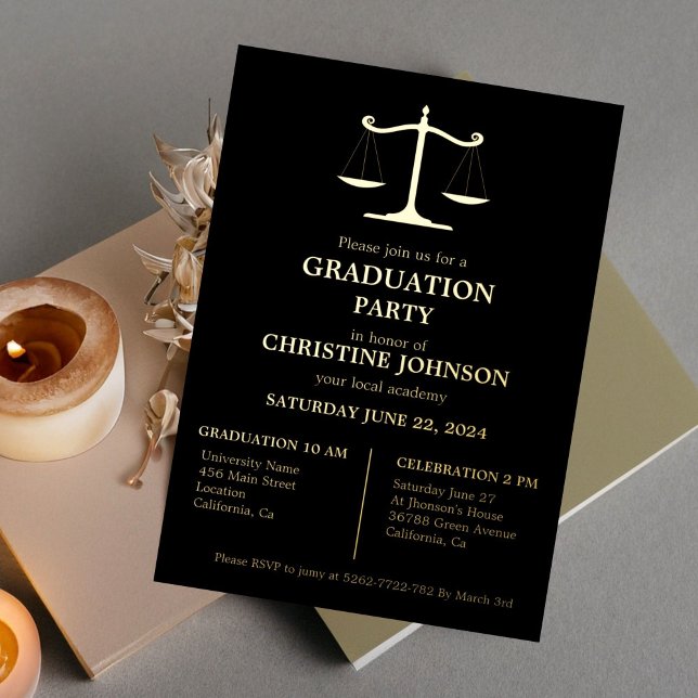 Invitation En Aluminium Élégante Typographie Law School Graduation Party (Créateur téléchargé)