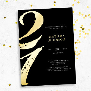 Invitation En Aluminium Élégante typographie moderne 21e anniversaire