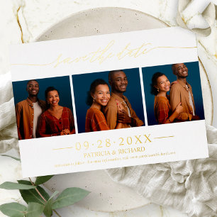 Invitation En Aluminium Élégantes 3 Photos Mariage Enregistrer La Date