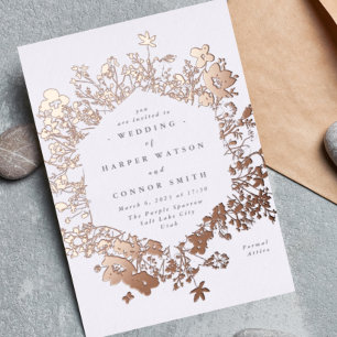 Invitation En Aluminium Élégantes Fleurs de Mariage de Fleur Sauvage Séché