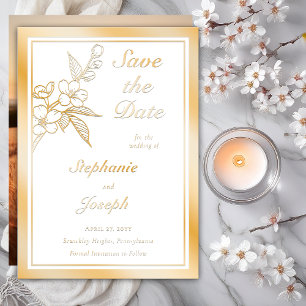 Invitation En Aluminium Élégantes Fleurs de Printemps Photo Blanc Enregist