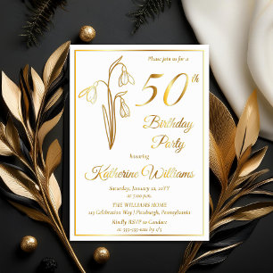 Invitation En Aluminium Élégantes perce-neige Fête d'anniversaire 50 ans t