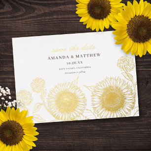 Invitation En Aluminium Élégants Tournesols Mariage d'automne Enregistrer