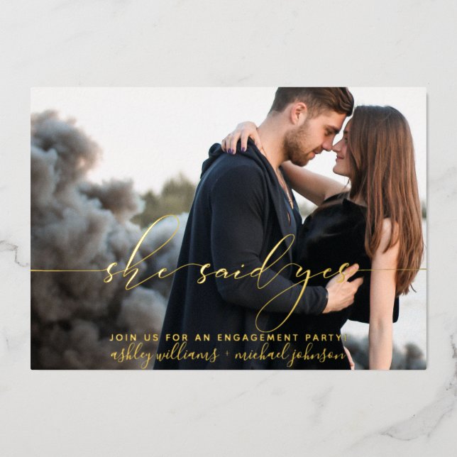 Invitation En Aluminium Elle A Dit Oui Photo Moderne (Recto)