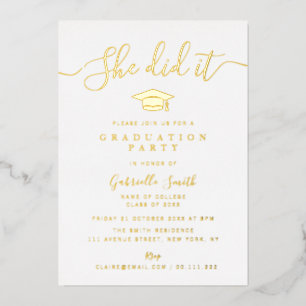 Invitation En Aluminium ELLE A RÉUSSI ! Fête de fin d'études avec écriture