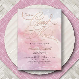 Invitation En Aluminium Elle est sur le nuage neuf nuptiale de douche Invi