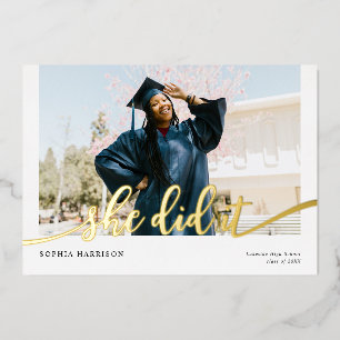 Invitation En Aluminium Elle l'a fait Moderne Photo Graduation