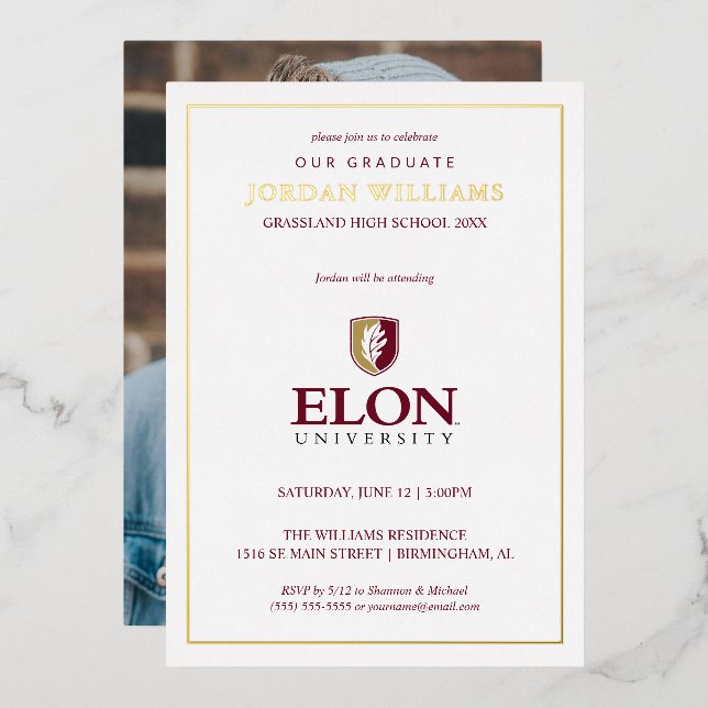 Invitation En Aluminium Elon Graduation (Recto/Verso)