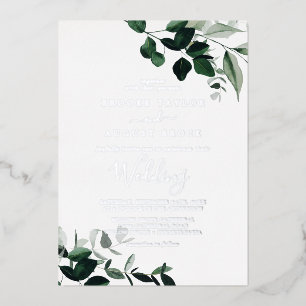 Invitation En Aluminium Emerald Greenery   Mariage au feuillage d'argent