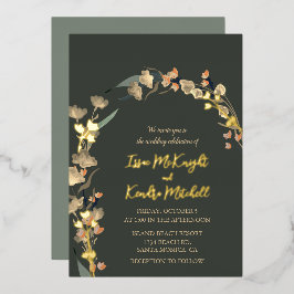 Invitation En Aluminium Emerald Rust Mariage Elegant Rose or