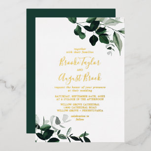 Invitation En Aluminium Émeraude   Mariage des familles Gold Foil