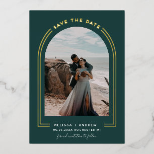 Invitation En Aluminium Émeraude Minimal Arch Save The Date Vert