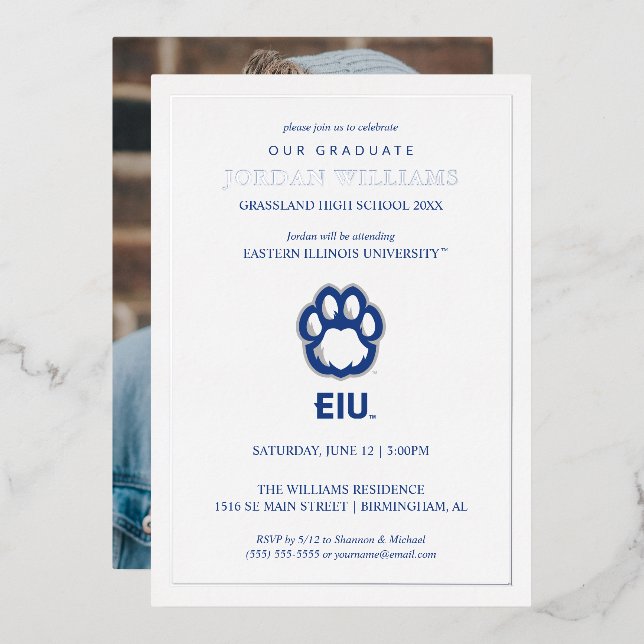 Invitation En Aluminium Empreinte de panthère de Eastern Illinois Panthers (Recto/Verso)