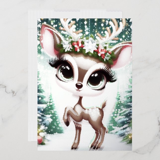 Invitation En Aluminium Enchanted Forest Reindeer Princess (Enveloppe)