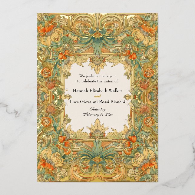 Invitation En Aluminium Enchantement Laurel & Filigree (Recto)