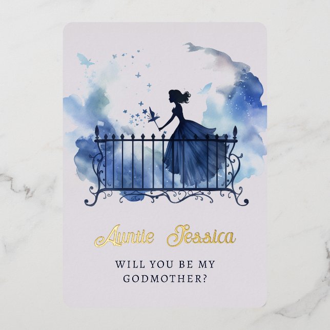 Invitation En Aluminium Enfant Fée aquarelle photo Godmère Proposition (Recto)