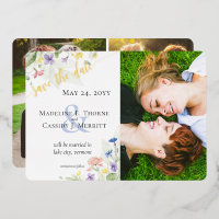 Enregistrer la date Fleur sauvage aquarelle Mariag