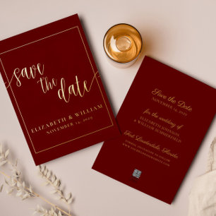 Invitation En Aluminium Enregistrer la date Mariage Bourgogne Foil Faire-p