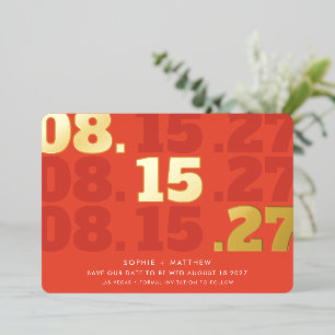 Invitation En Aluminium ENREGISTRER LA DATE moderne type chunky date orang