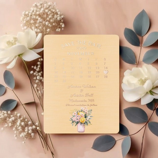 Invitation En Aluminium Enregistrer la date novembre 2026 Mariage (Créateur téléchargé)