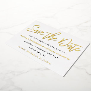 Invitation En Aluminium Enregistrer la date réelle du script moderne