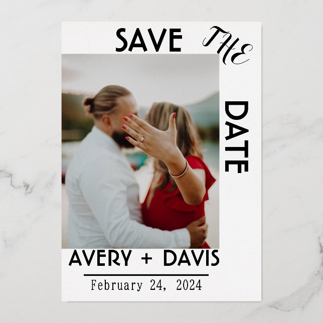 Invitation En Aluminium Enregistrer le Mariage de date simple (Recto)