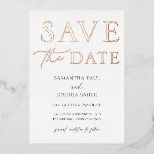 Invitation En Aluminium Enregistrer l'invitation Date Foil