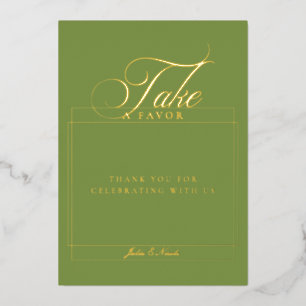 Invitation En Aluminium Enseigne de mariage avec calligraphie verte classi