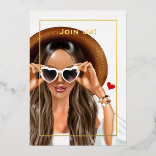 Invitation En Aluminium Enterrement de vie de jeune fille Summer Gold