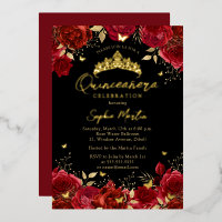 Envoûtante Fleur Papillon Rouge Noir Quinceanera